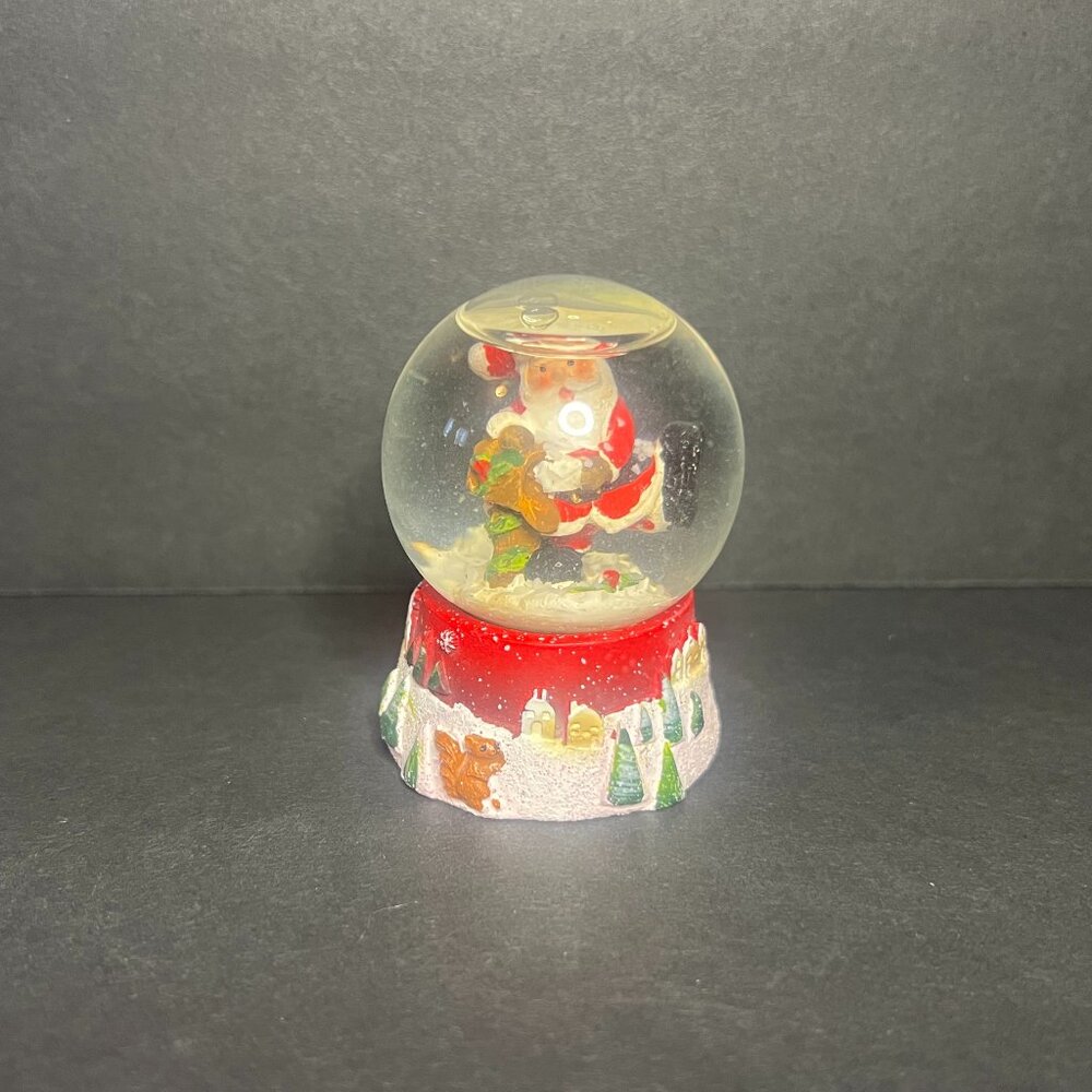Miniature Santa Claus Pulling Letter from Mailbox Christmas Snow Globe Decor